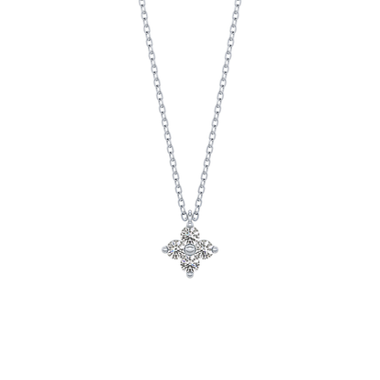 0.16 TCW Round Lab Grown Diamond Flower Design Necklace