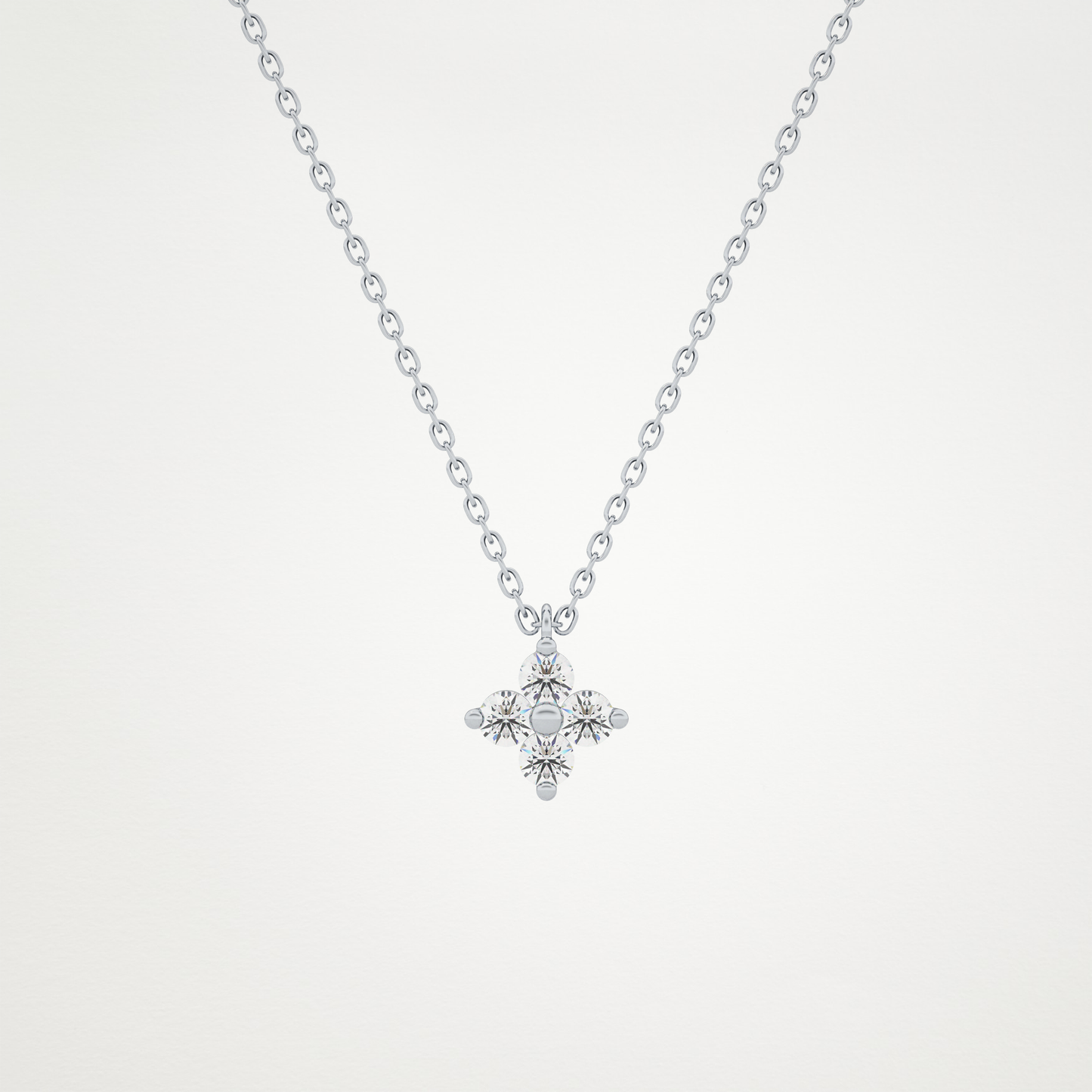 0.16 TCW Round Lab Grown Diamond Flower Design Necklace
