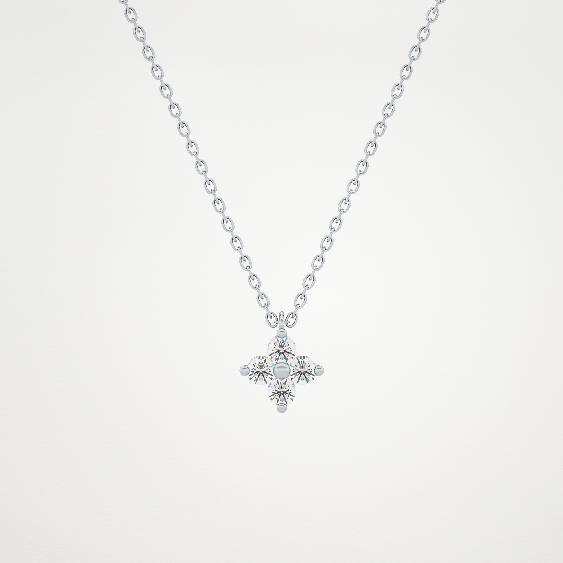 0.16 TCW Round Lab Grown Diamond Flower Design Necklace