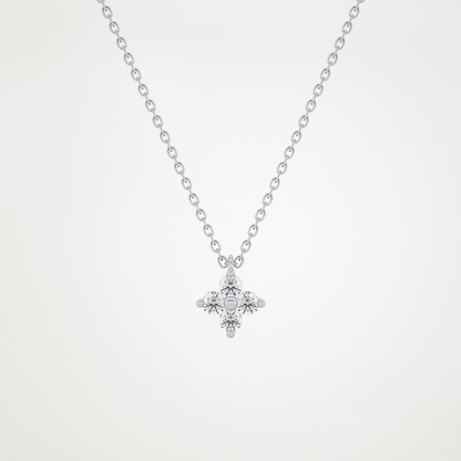 0.16 TCW Round Lab Grown Diamond Flower Design Necklace