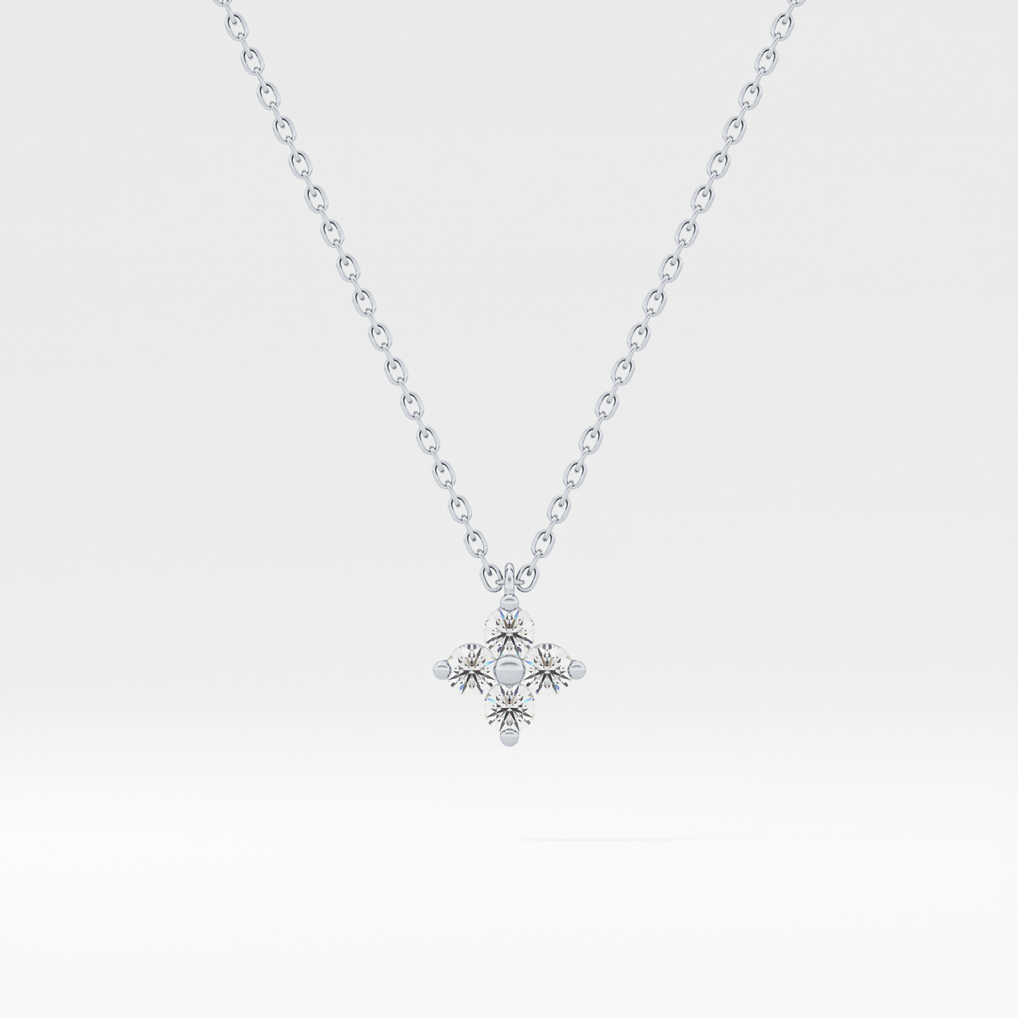 0.16 TCW Round Lab Grown Diamond Flower Design Necklace
