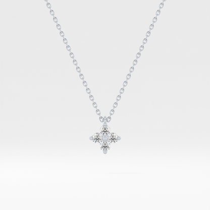 0.16 TCW Round Lab Grown Diamond Flower Design Necklace