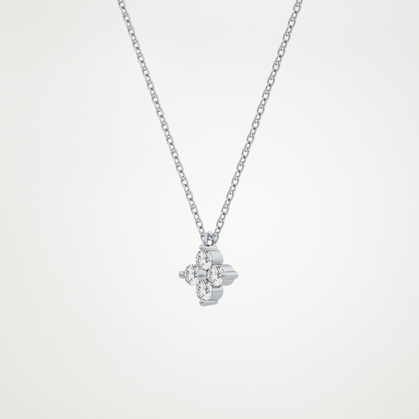 0.16 TCW Round Lab Grown Diamond Flower Design Necklace