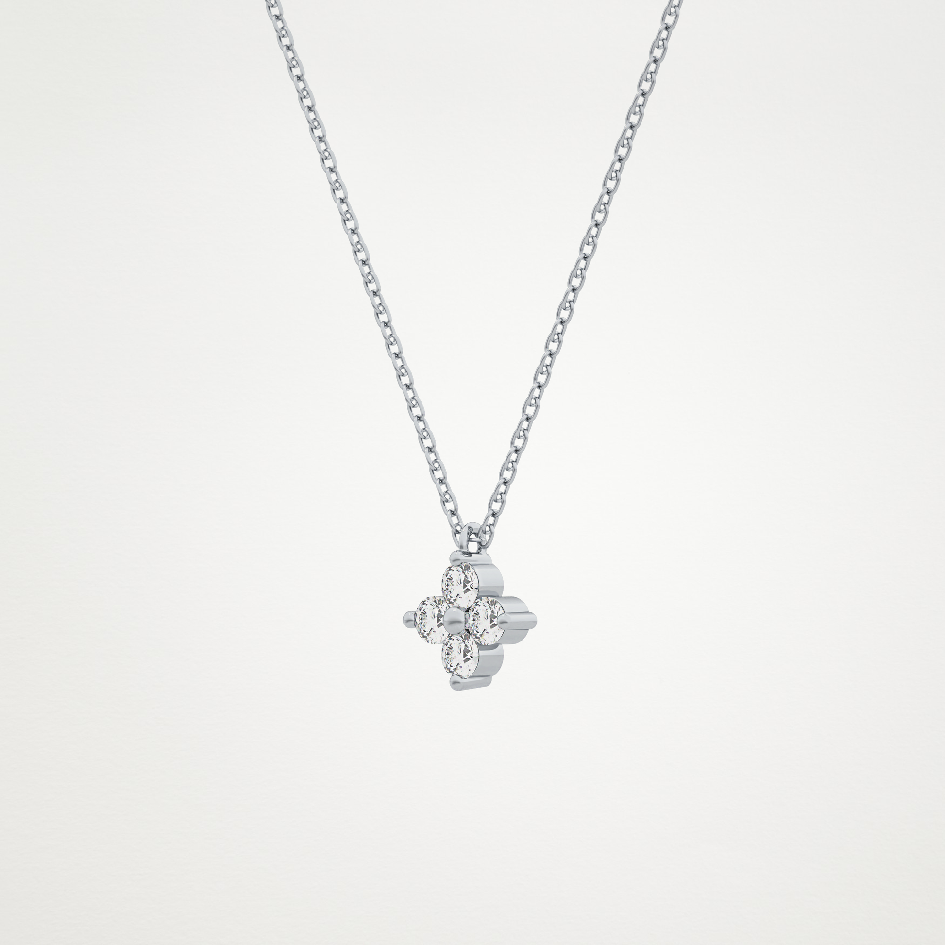 0.16 TCW Round Lab Grown Diamond Flower Design Necklace