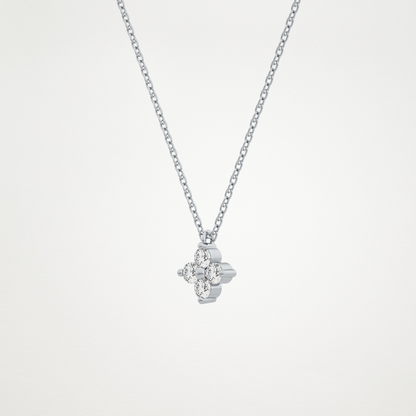 0.16 TCW Round Lab Grown Diamond Flower Design Necklace