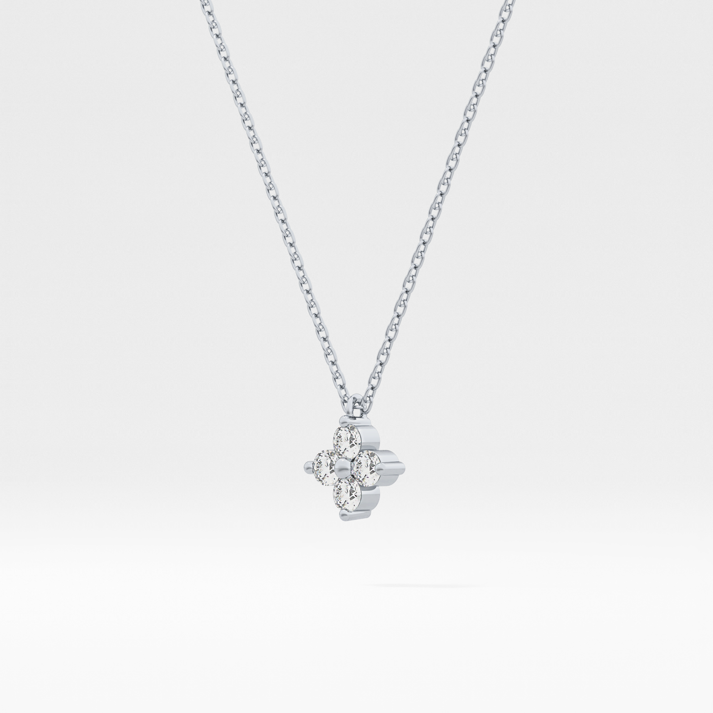 0.16 TCW Round Lab Grown Diamond Flower Design Necklace