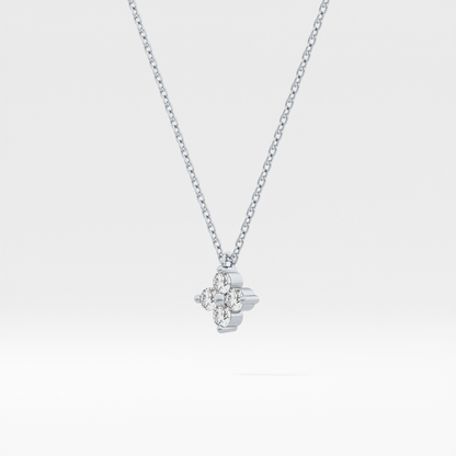 0.16 TCW Round Lab Grown Diamond Flower Design Necklace