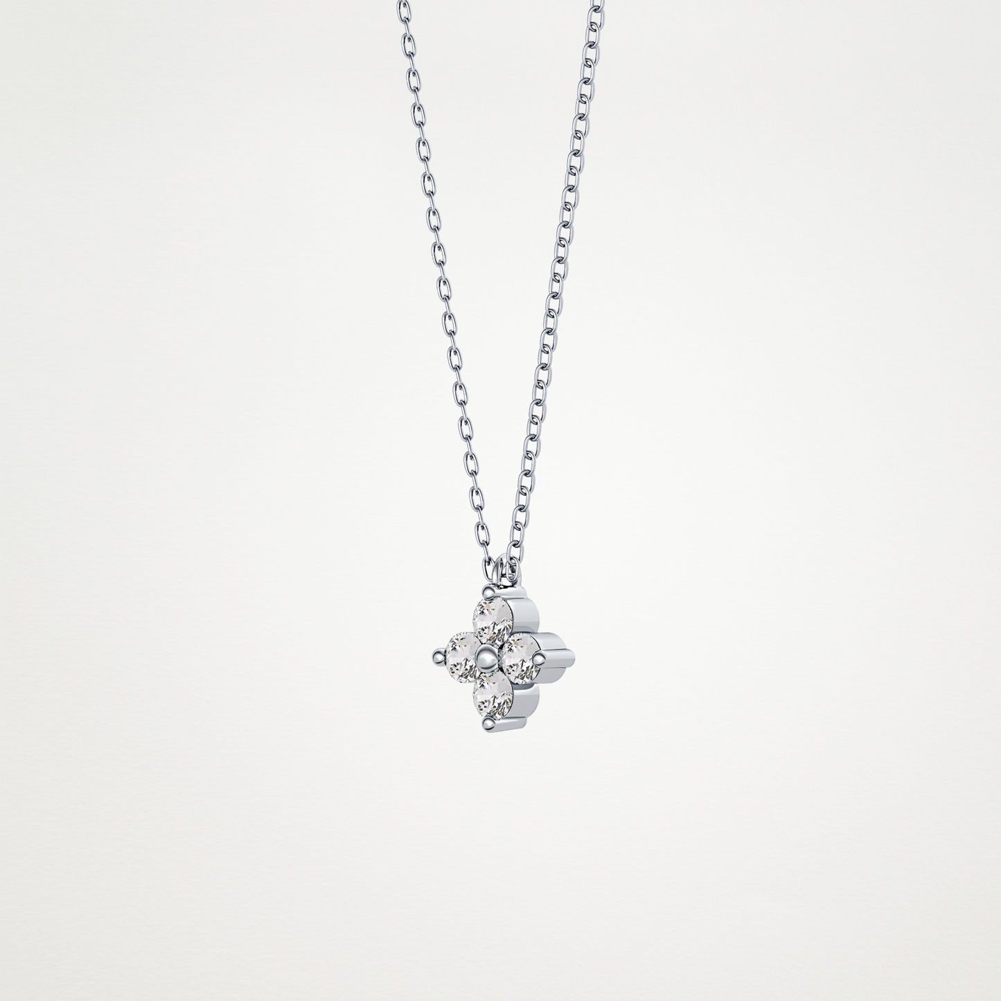 0.16 TCW Round Lab Grown Diamond Flower Design Necklace