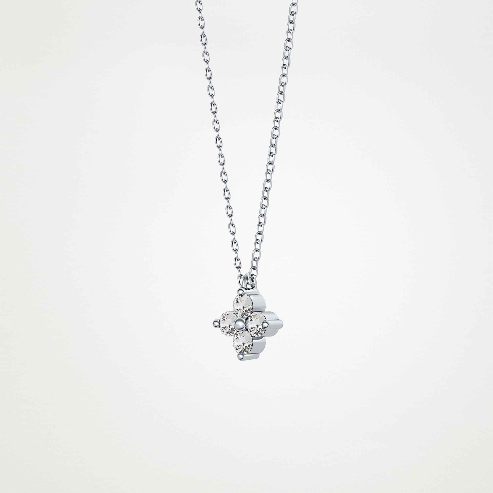0.16 TCW Round Lab Grown Diamond Flower Design Necklace