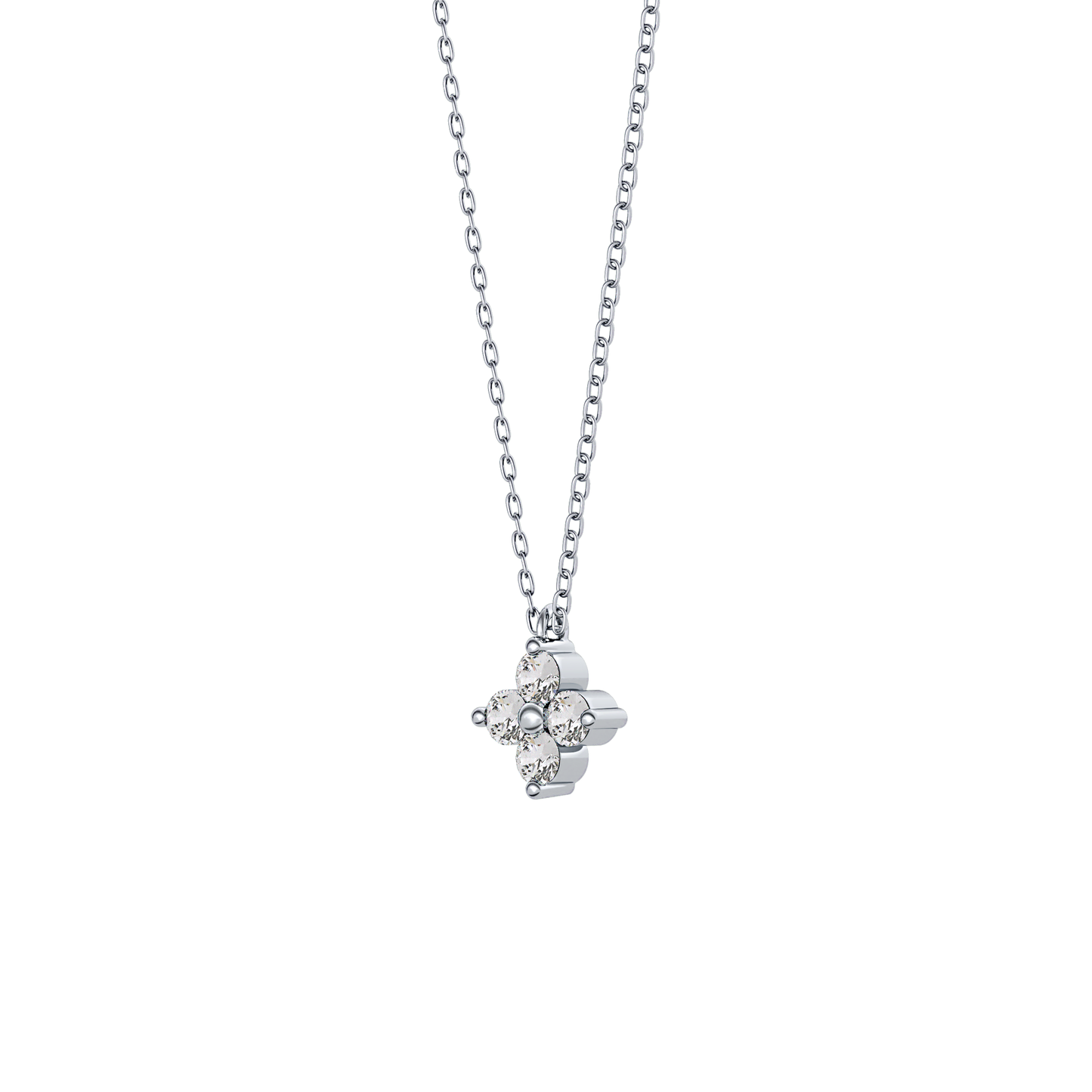 0.16 TCW Round Lab Grown Diamond Flower Design Necklace