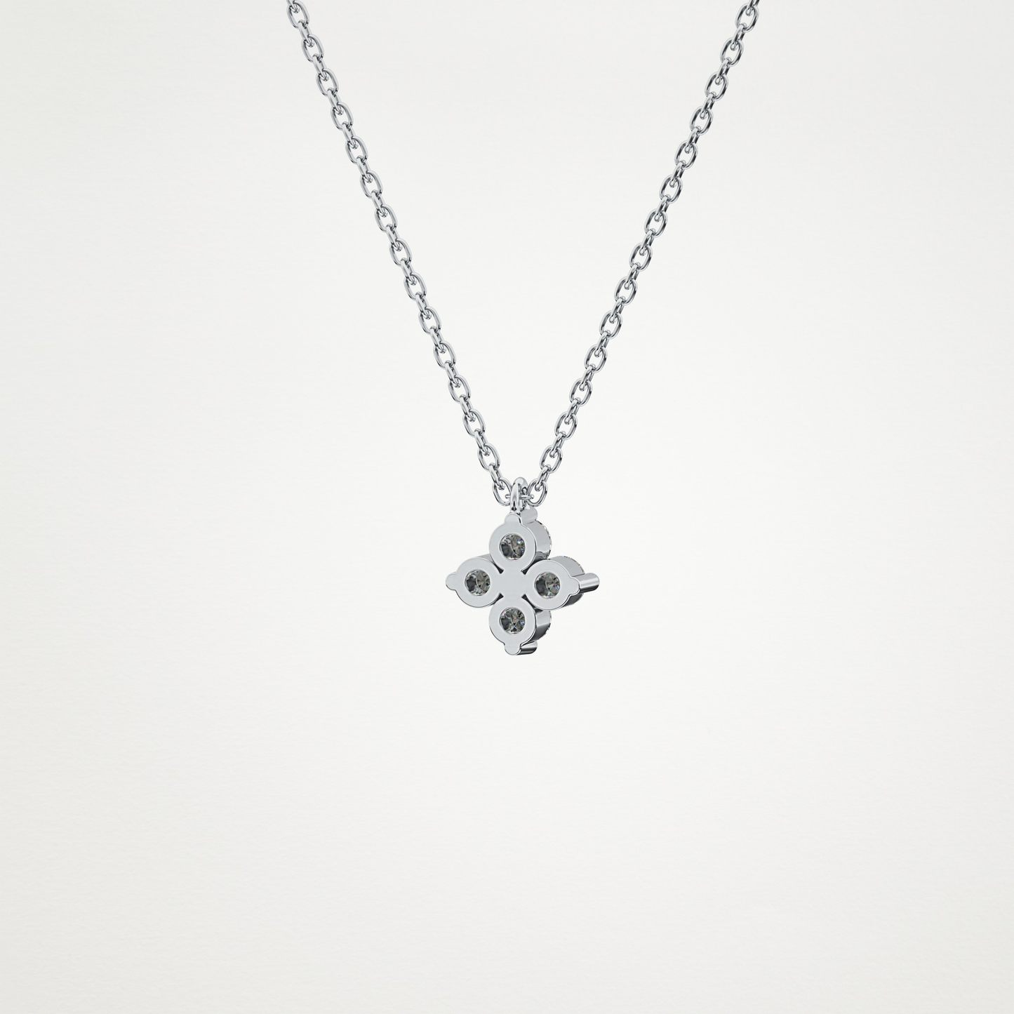 0.16 TCW Round Lab Grown Diamond Flower Design Necklace