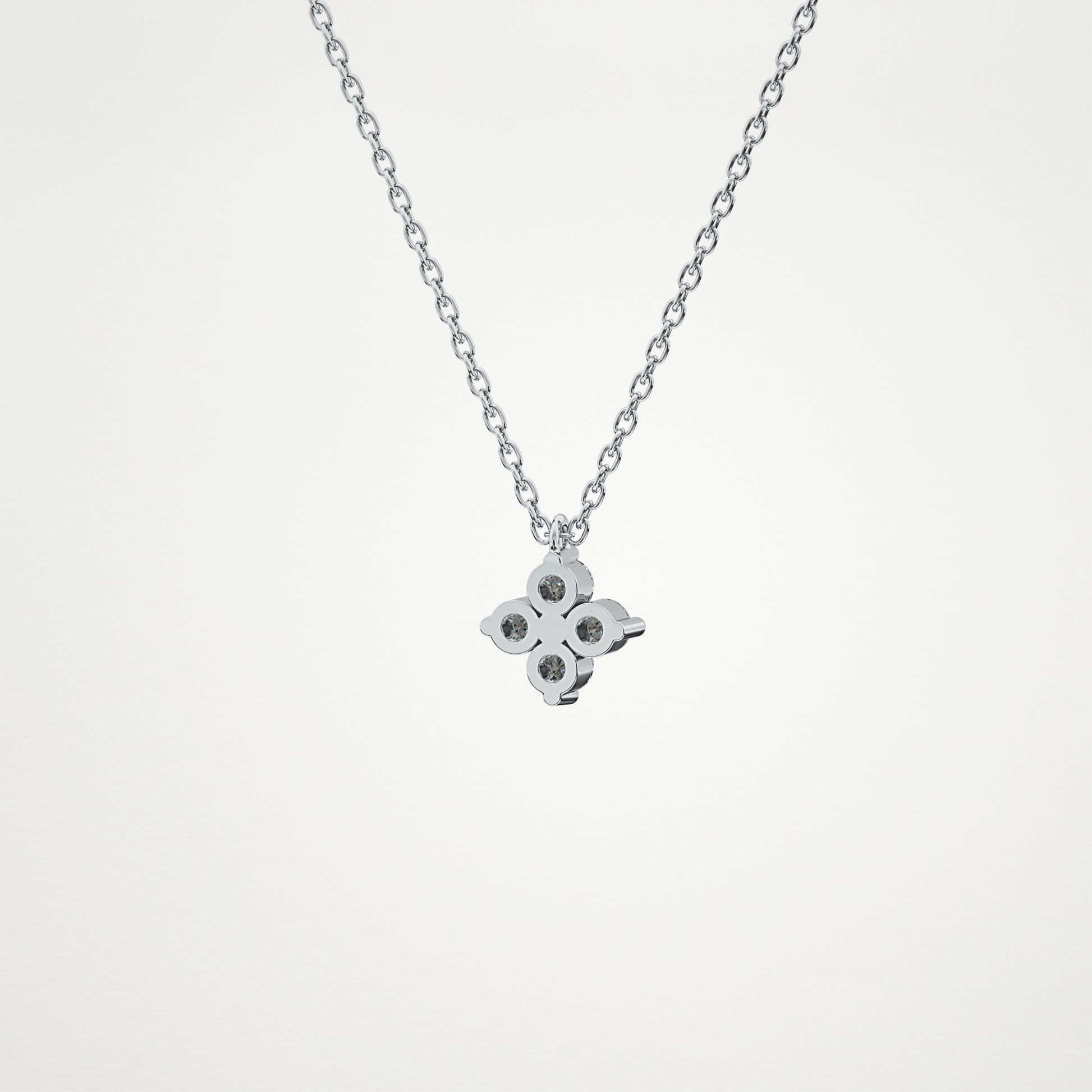 0.16 TCW Round Lab Grown Diamond Flower Design Necklace