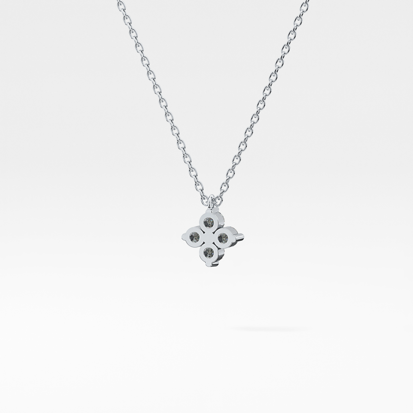 0.16 TCW Round Lab Grown Diamond Flower Design Necklace