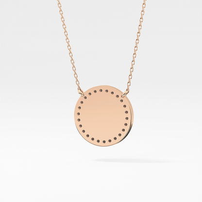 0.17 TCW Round Lab Grown Diamond A Initial Printed Halo Necklace