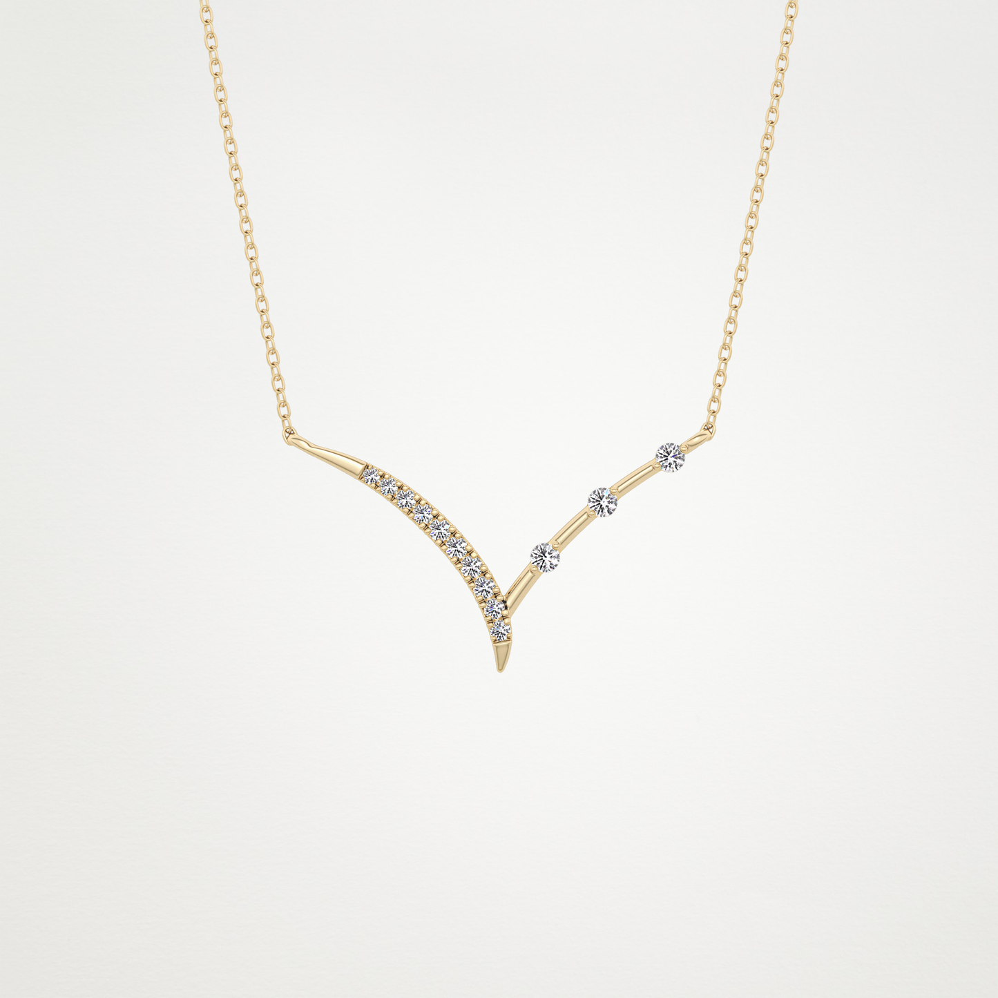 0.128 TCW Round Lab Grown Diamond Half Chevron Necklace