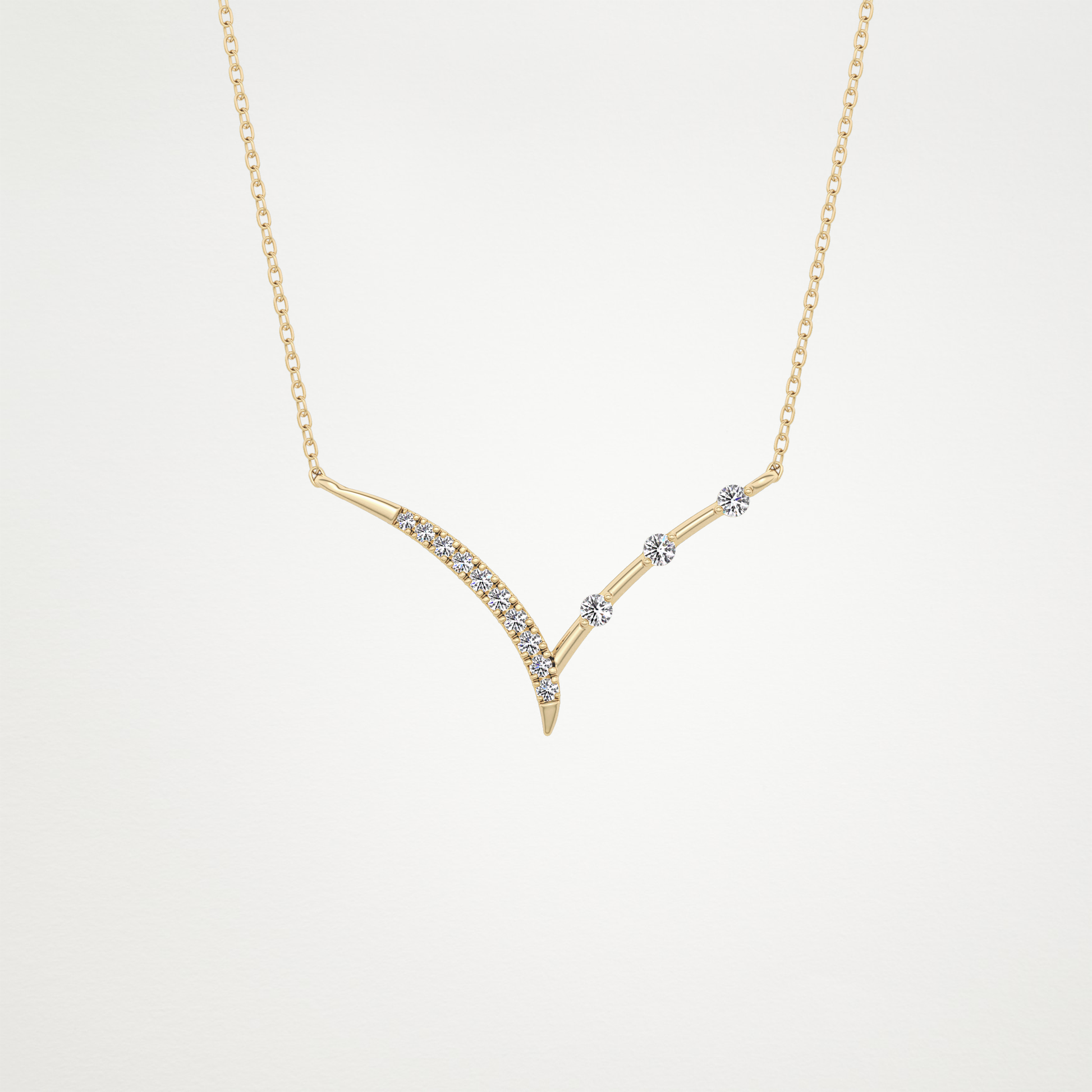 0.128 TCW Round Lab Grown Diamond Half Chevron Necklace