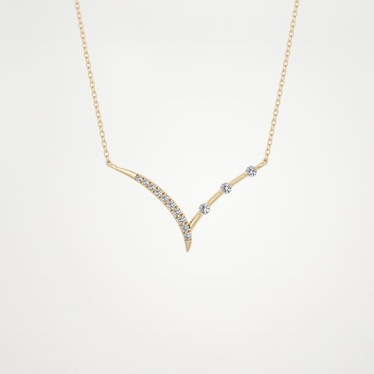 0.128 TCW Round Lab Grown Diamond Half Chevron Necklace