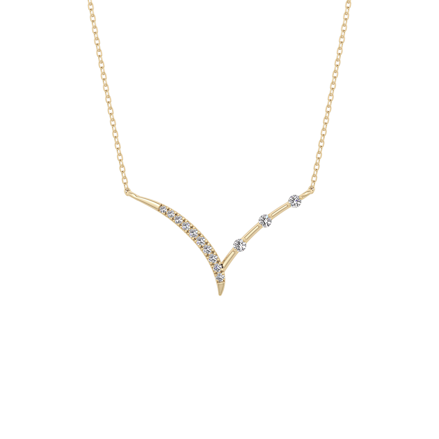 0.128 TCW Round Lab Grown Diamond Half Chevron Necklace