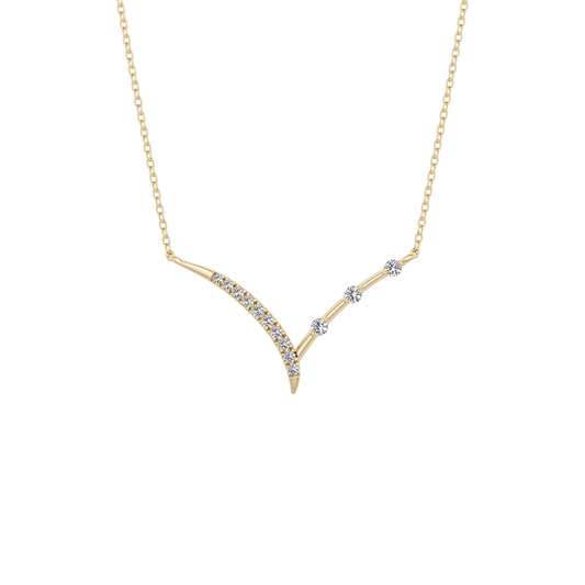0.128 TCW Round Lab Grown Diamond Half Chevron Necklace