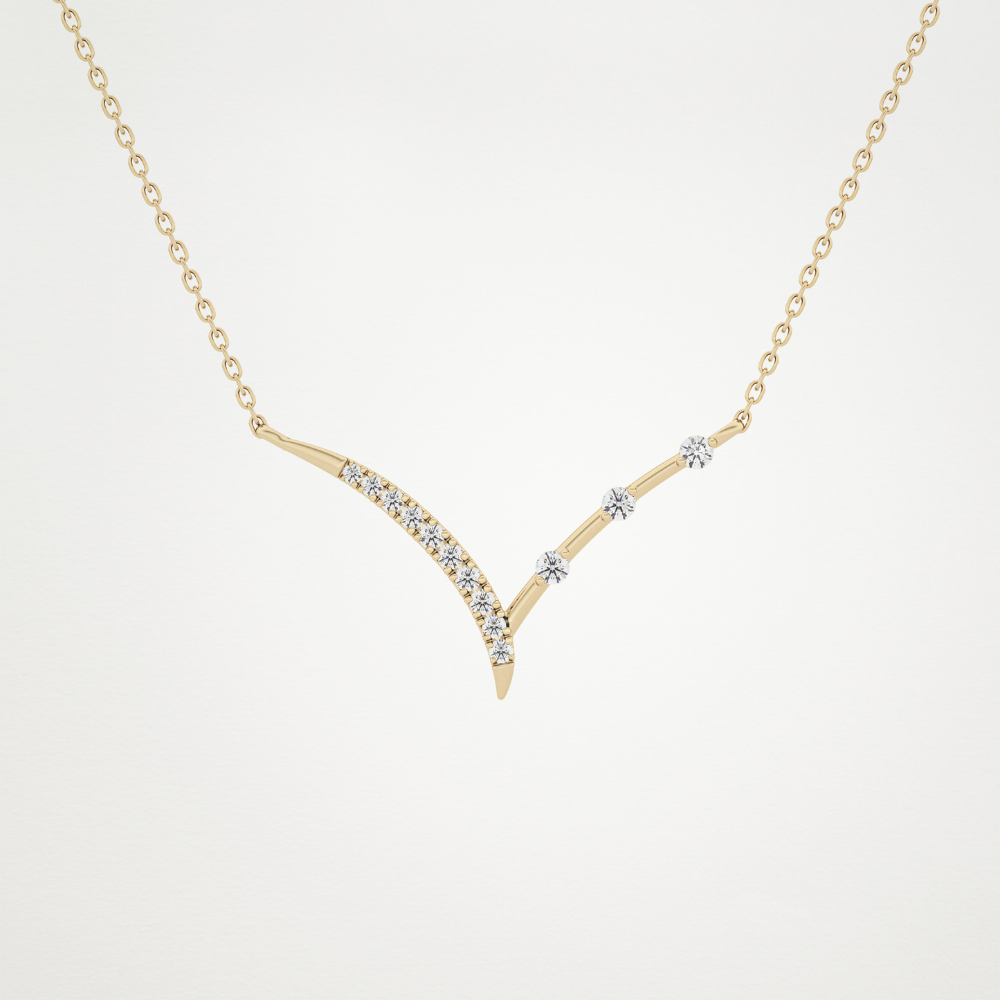 0.128 TCW Round Lab Grown Diamond Half Chevron Necklace