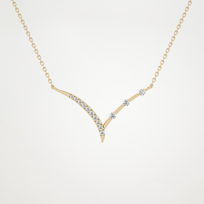 0.128 TCW Round Lab Grown Diamond Half Chevron Necklace