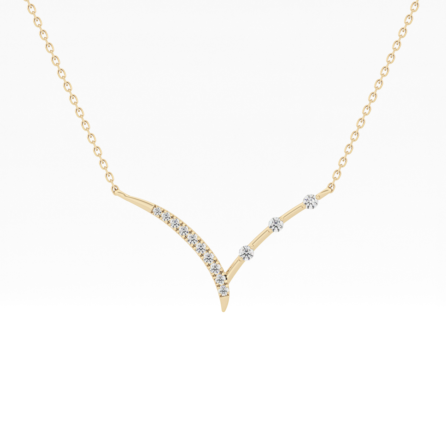 0.128 TCW Round Lab Grown Diamond Half Chevron Necklace