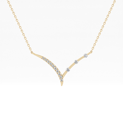 0.128 TCW Round Lab Grown Diamond Half Chevron Necklace