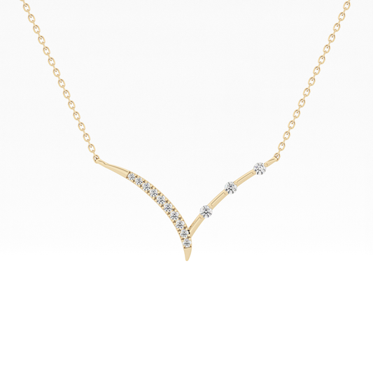 0.128 TCW Round Lab Grown Diamond Half Chevron Necklace