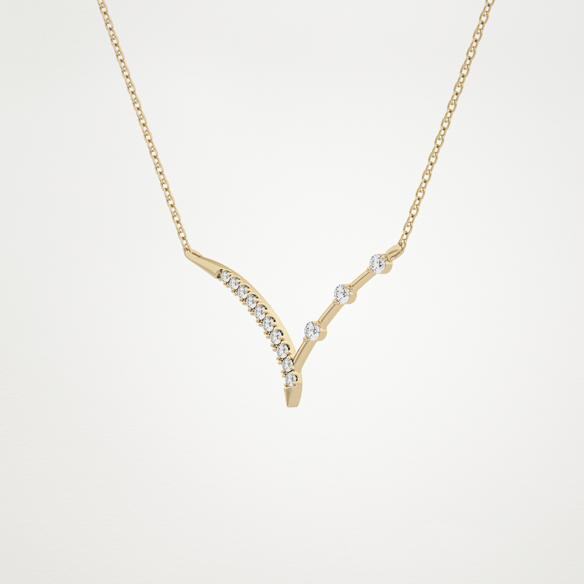 0.128 TCW Round Lab Grown Diamond Half Chevron Necklace