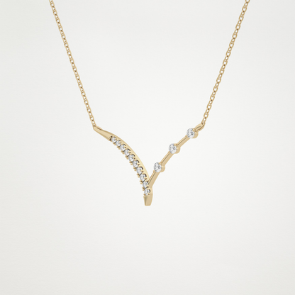 0.128 TCW Round Lab Grown Diamond Half Chevron Necklace