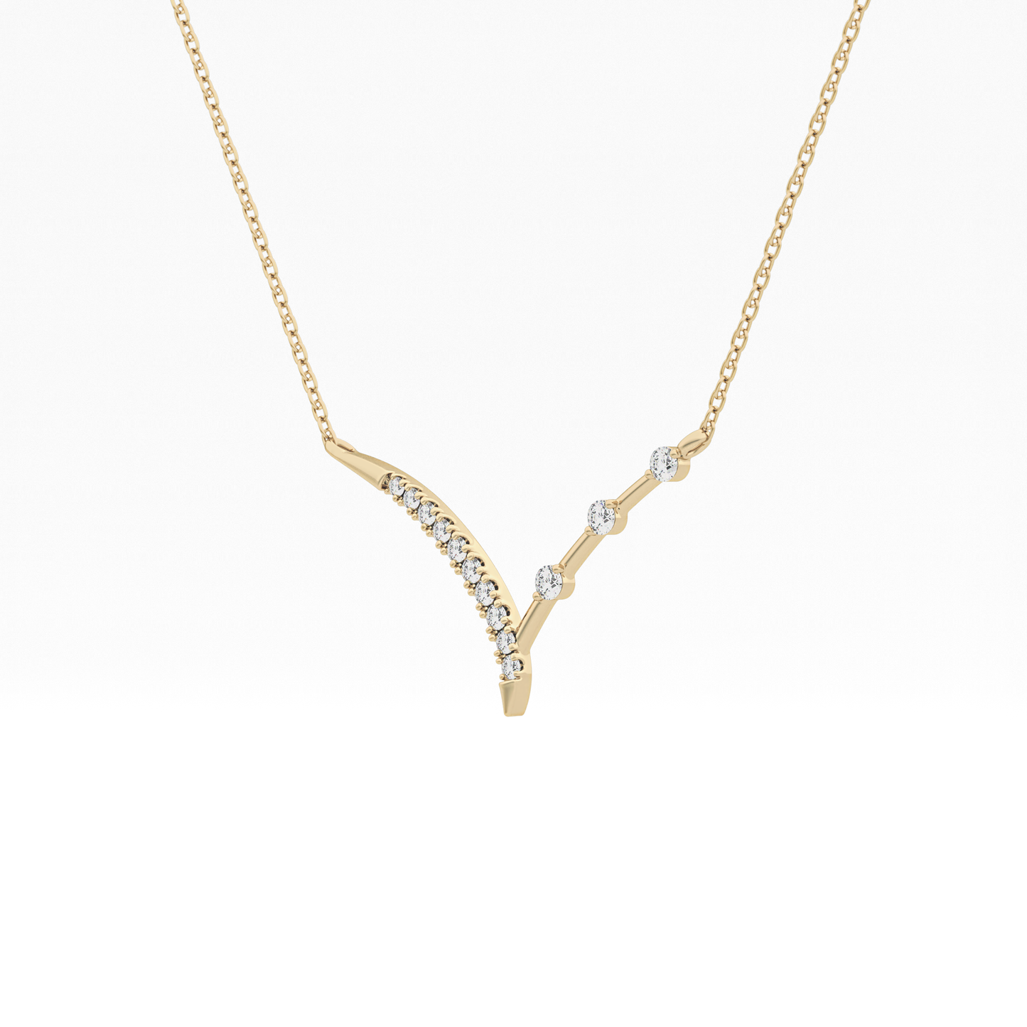 0.128 TCW Round Lab Grown Diamond Half Chevron Necklace