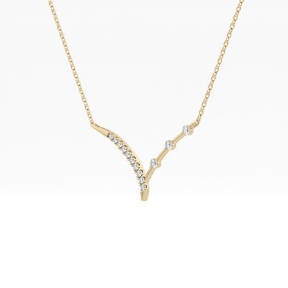 0.128 TCW Round Lab Grown Diamond Half Chevron Necklace