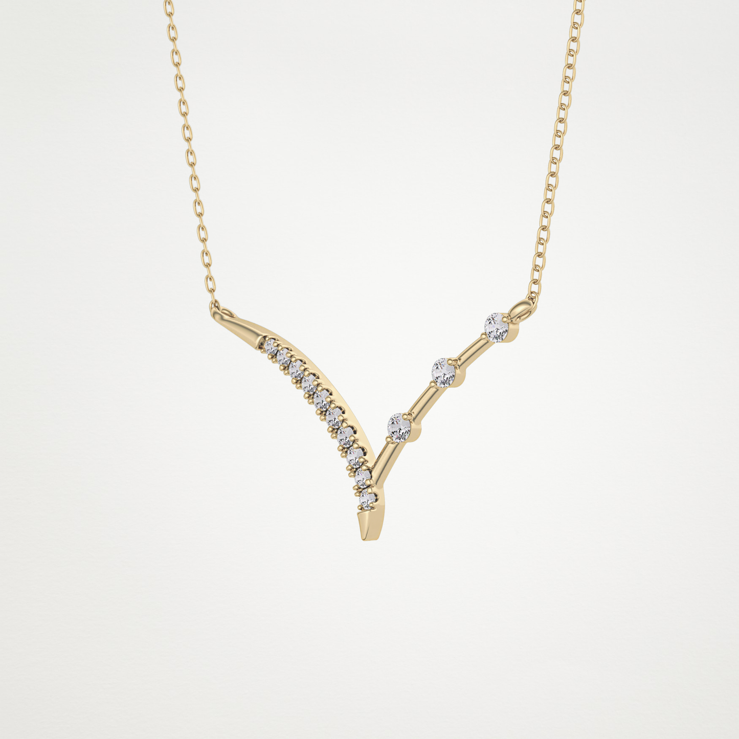0.128 TCW Round Lab Grown Diamond Half Chevron Necklace