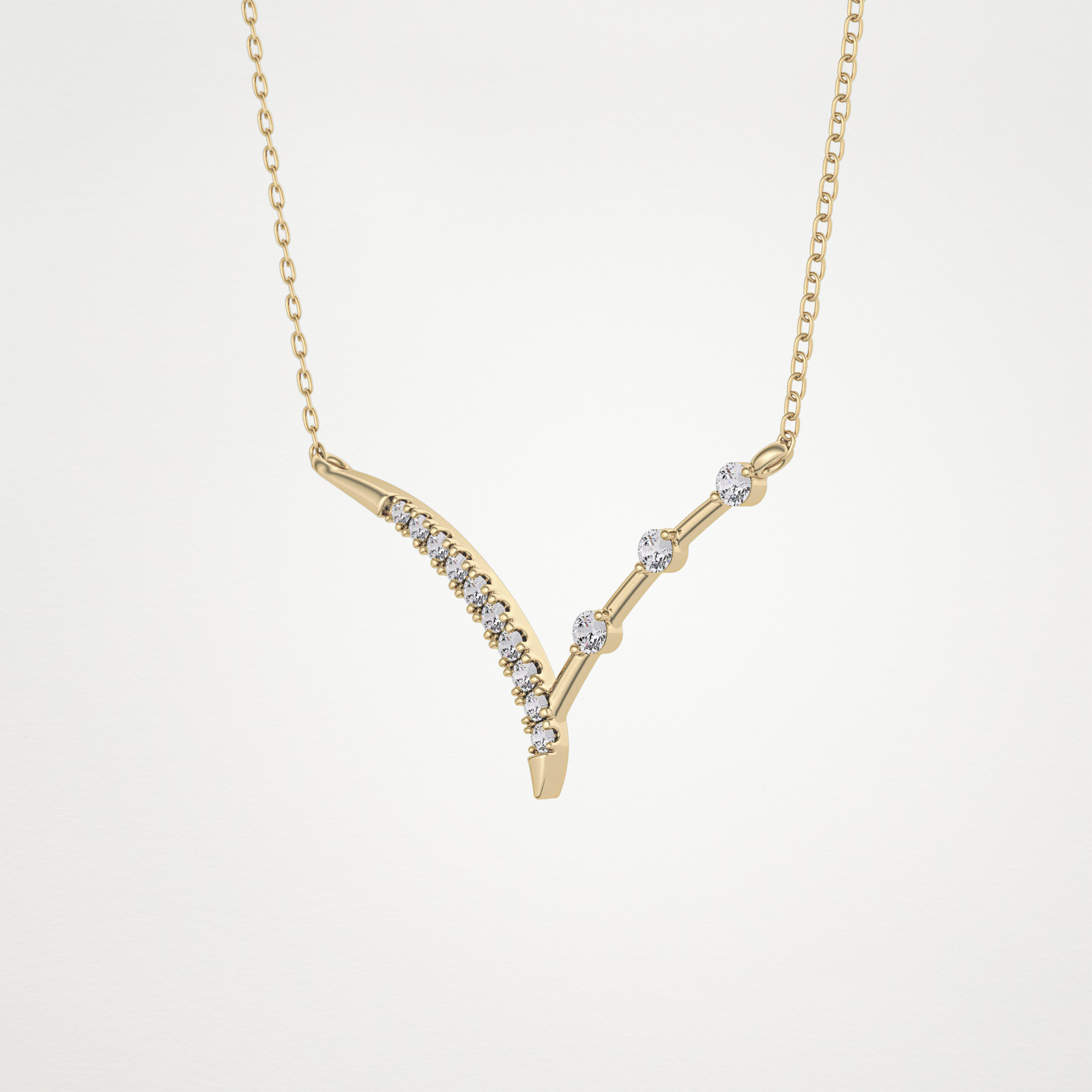 0.128 TCW Round Lab Grown Diamond Half Chevron Necklace