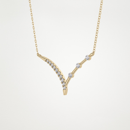 0.128 TCW Round Lab Grown Diamond Half Chevron Necklace
