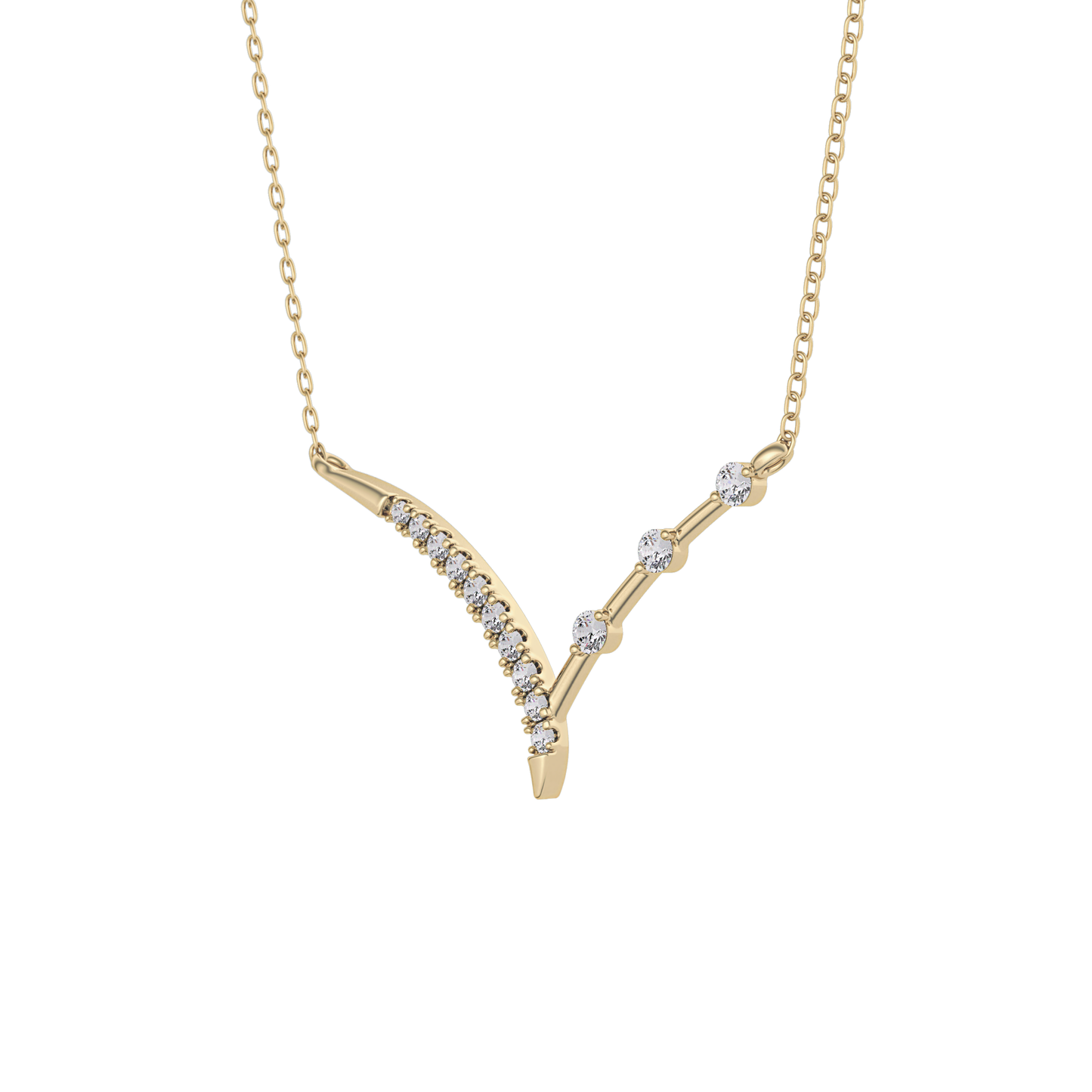 0.128 TCW Round Lab Grown Diamond Half Chevron Necklace