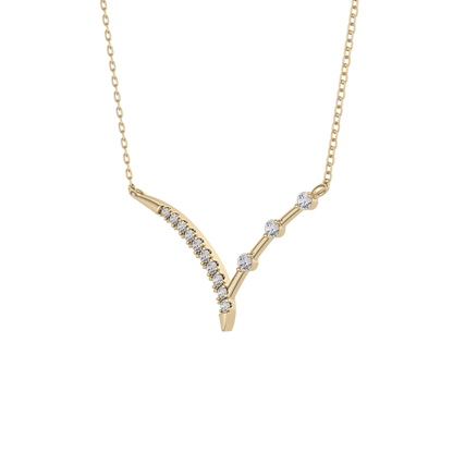 0.128 TCW Round Lab Grown Diamond Half Chevron Necklace