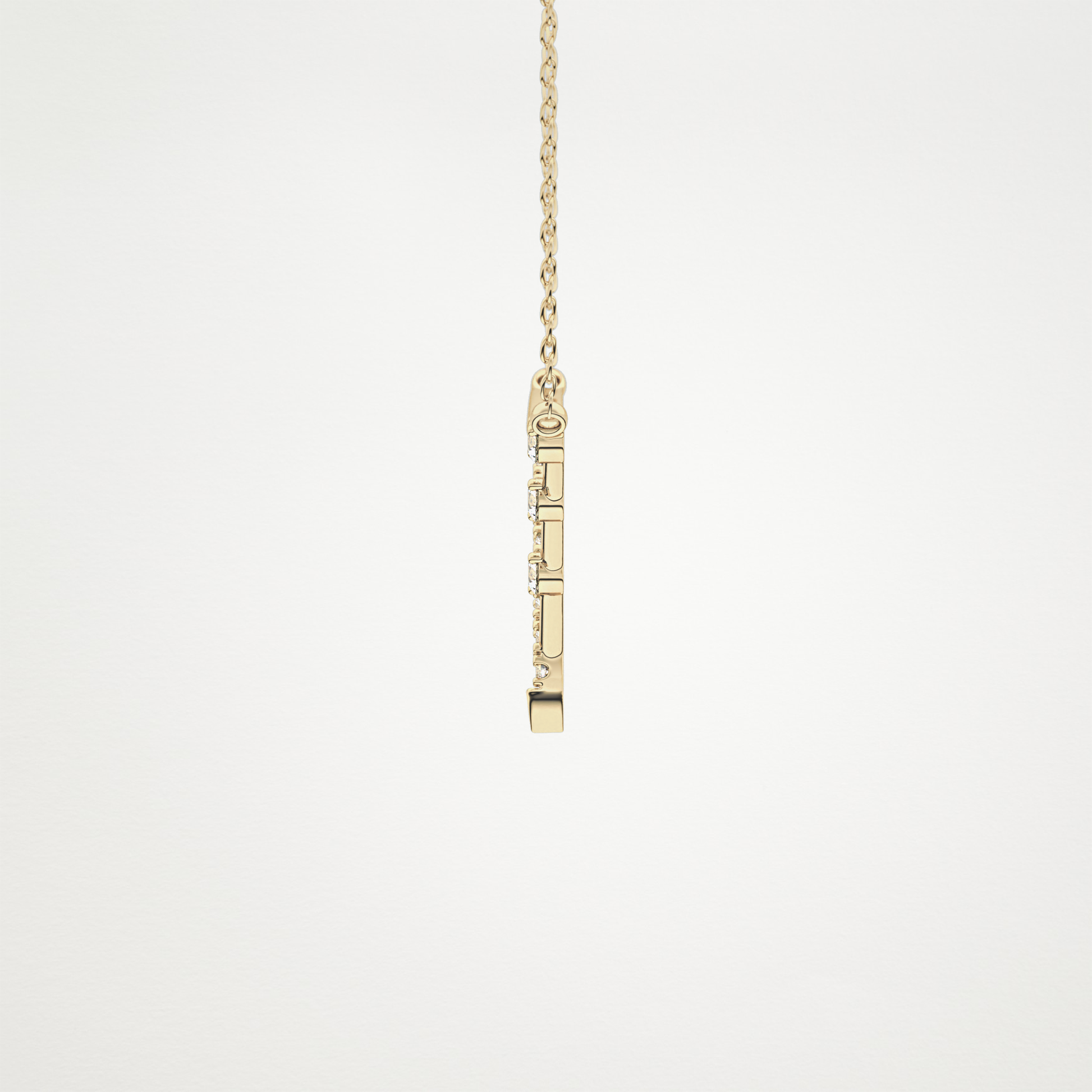 0.128 TCW Round Lab Grown Diamond Half Chevron Necklace