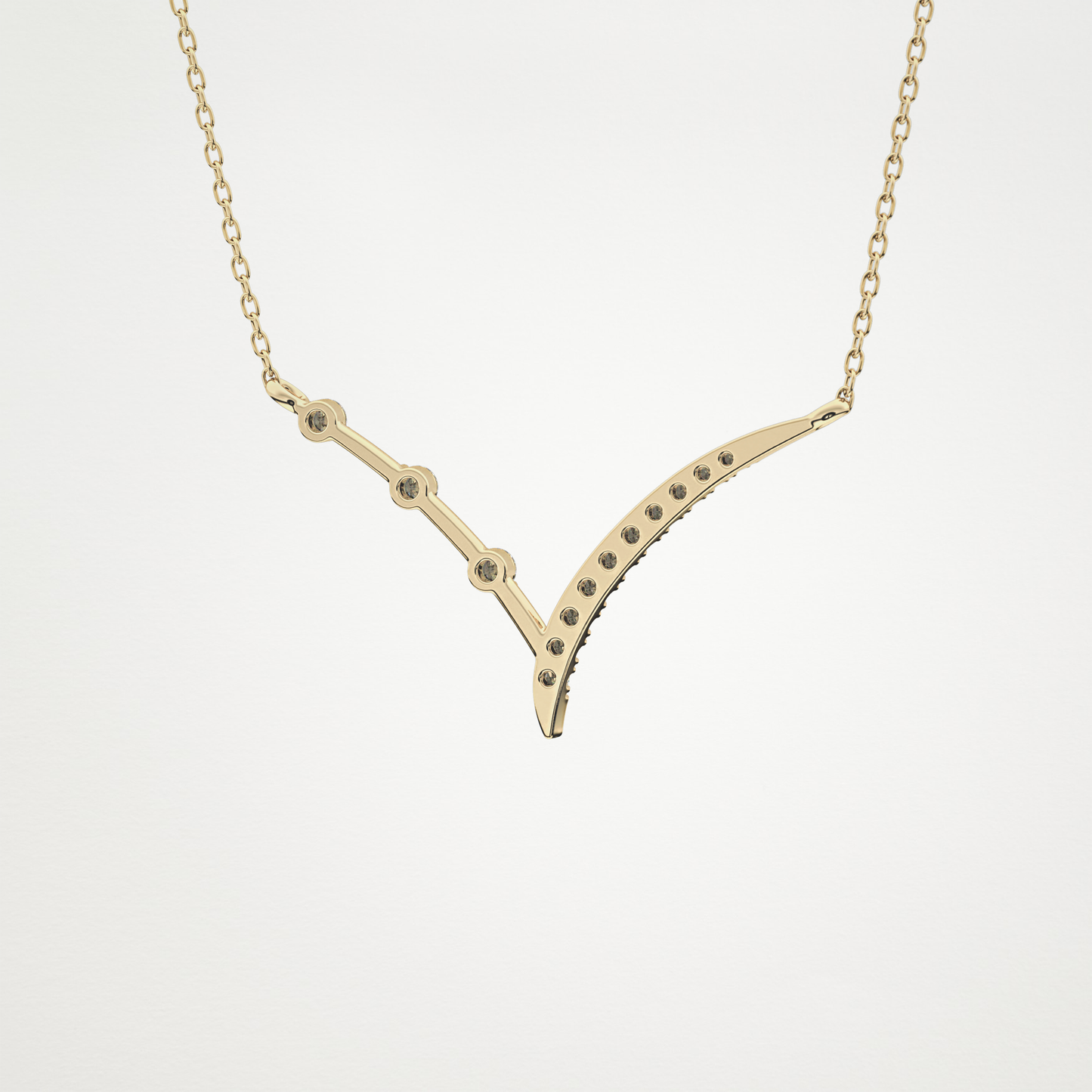 0.128 TCW Round Lab Grown Diamond Half Chevron Necklace