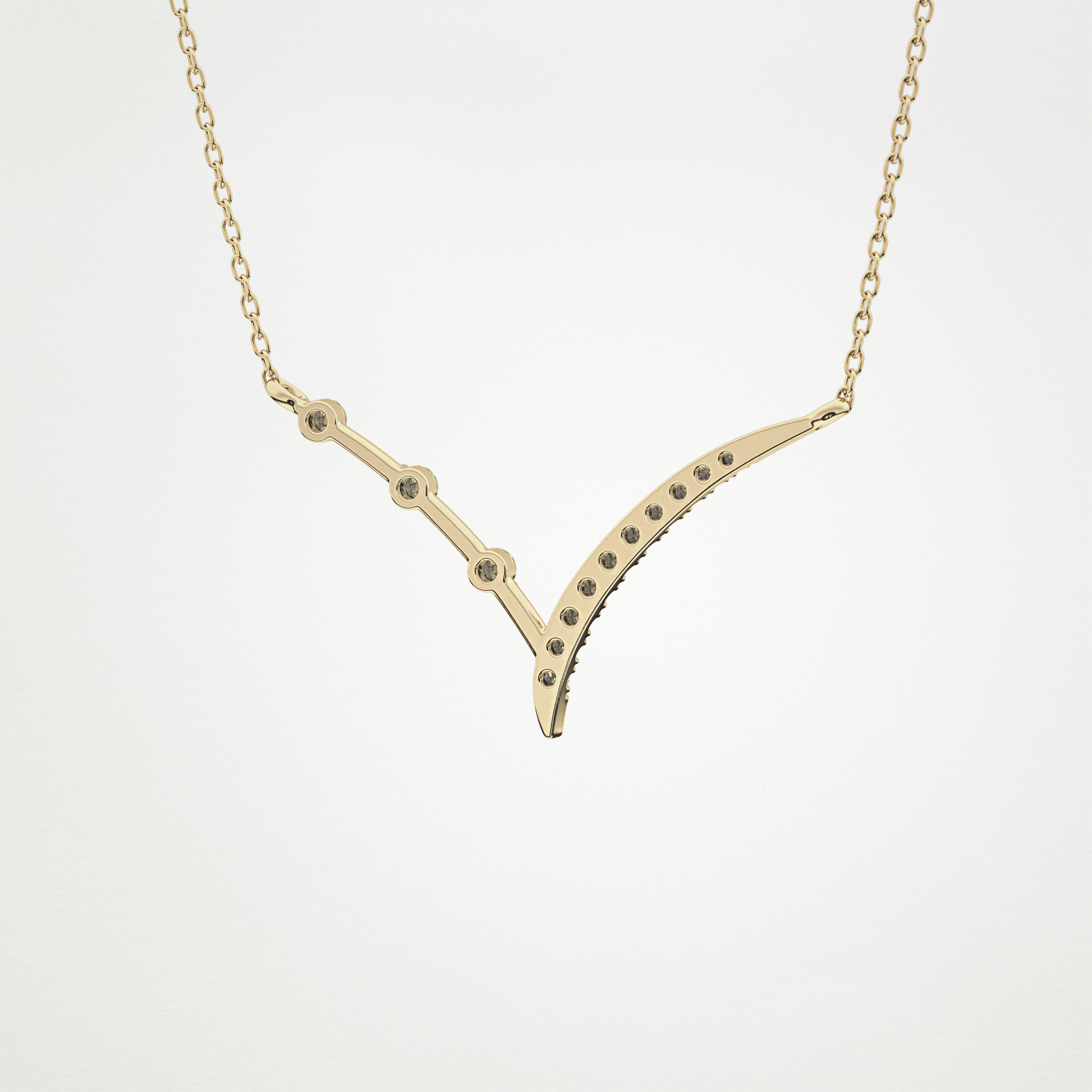 0.128 TCW Round Lab Grown Diamond Half Chevron Necklace