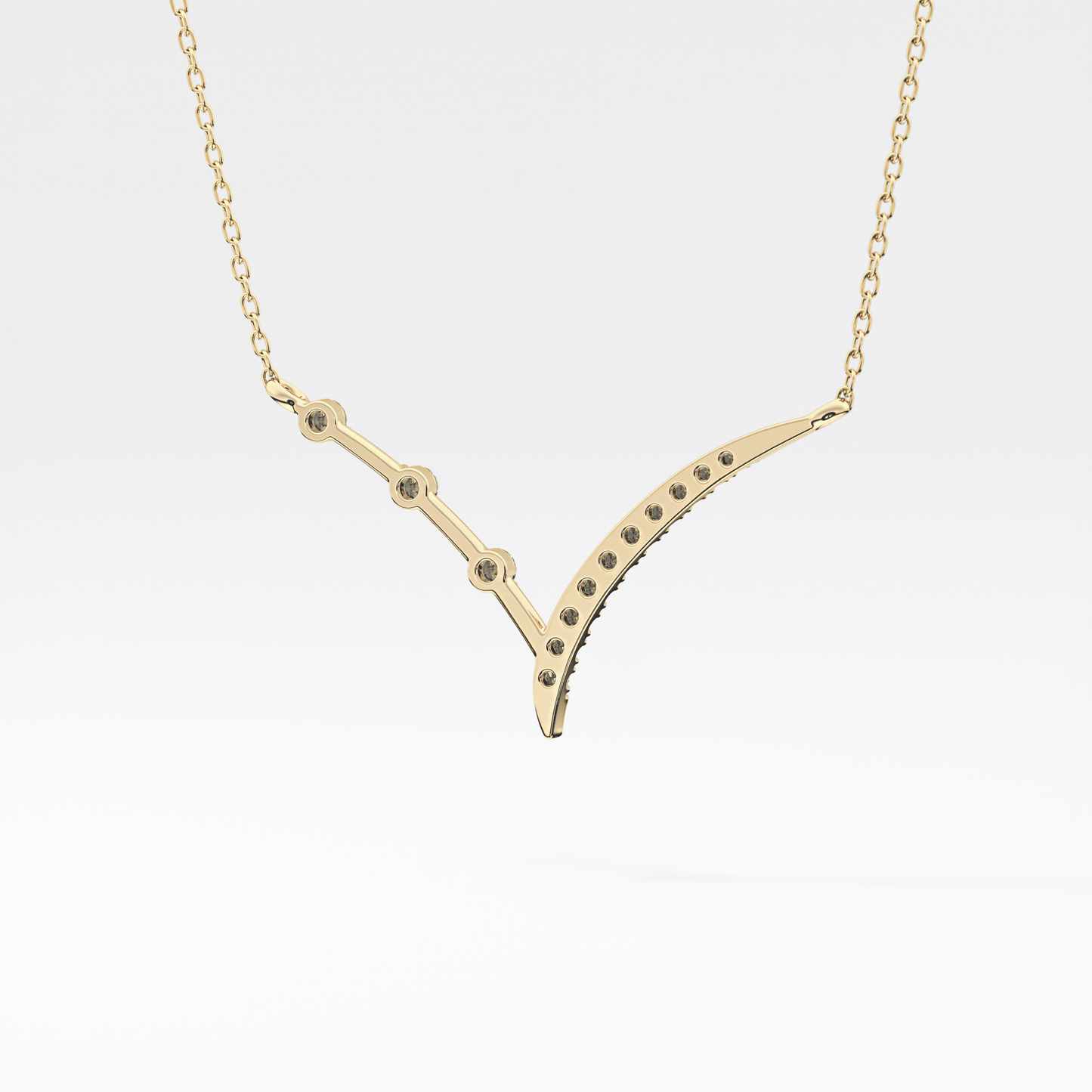 0.128 TCW Round Lab Grown Diamond Half Chevron Necklace