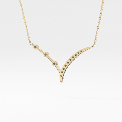 0.128 TCW Round Lab Grown Diamond Half Chevron Necklace