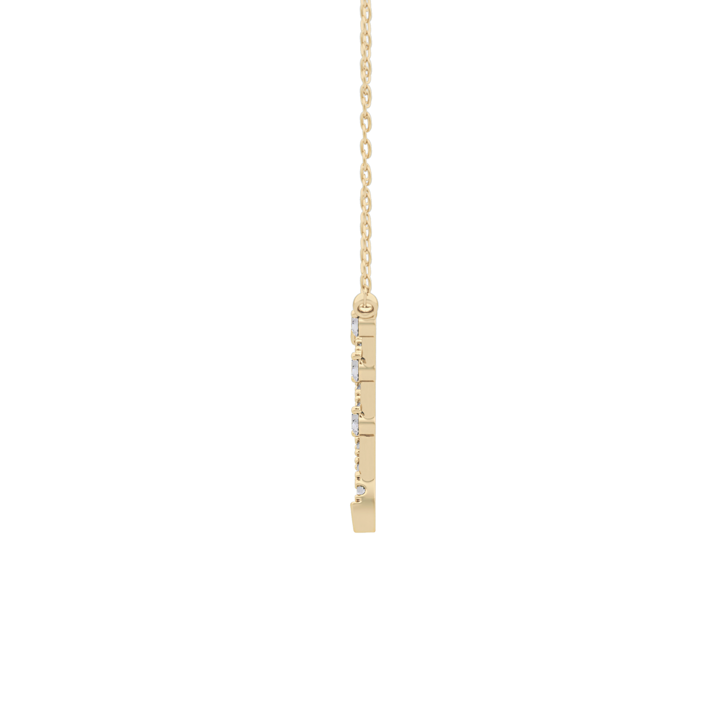 0.128 TCW Round Lab Grown Diamond Half Chevron Necklace