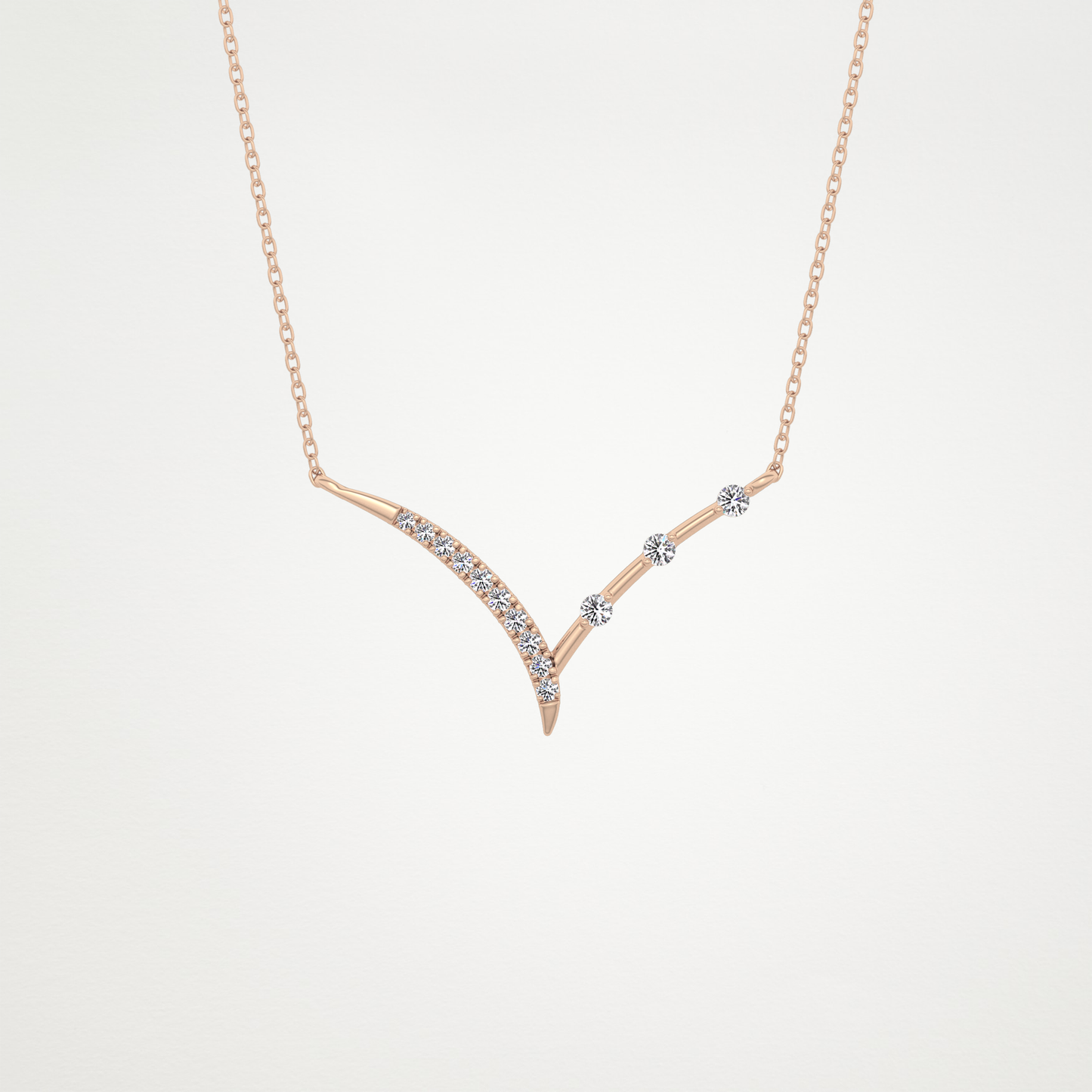 0.128 TCW Round Lab Grown Diamond Half Chevron Necklace
