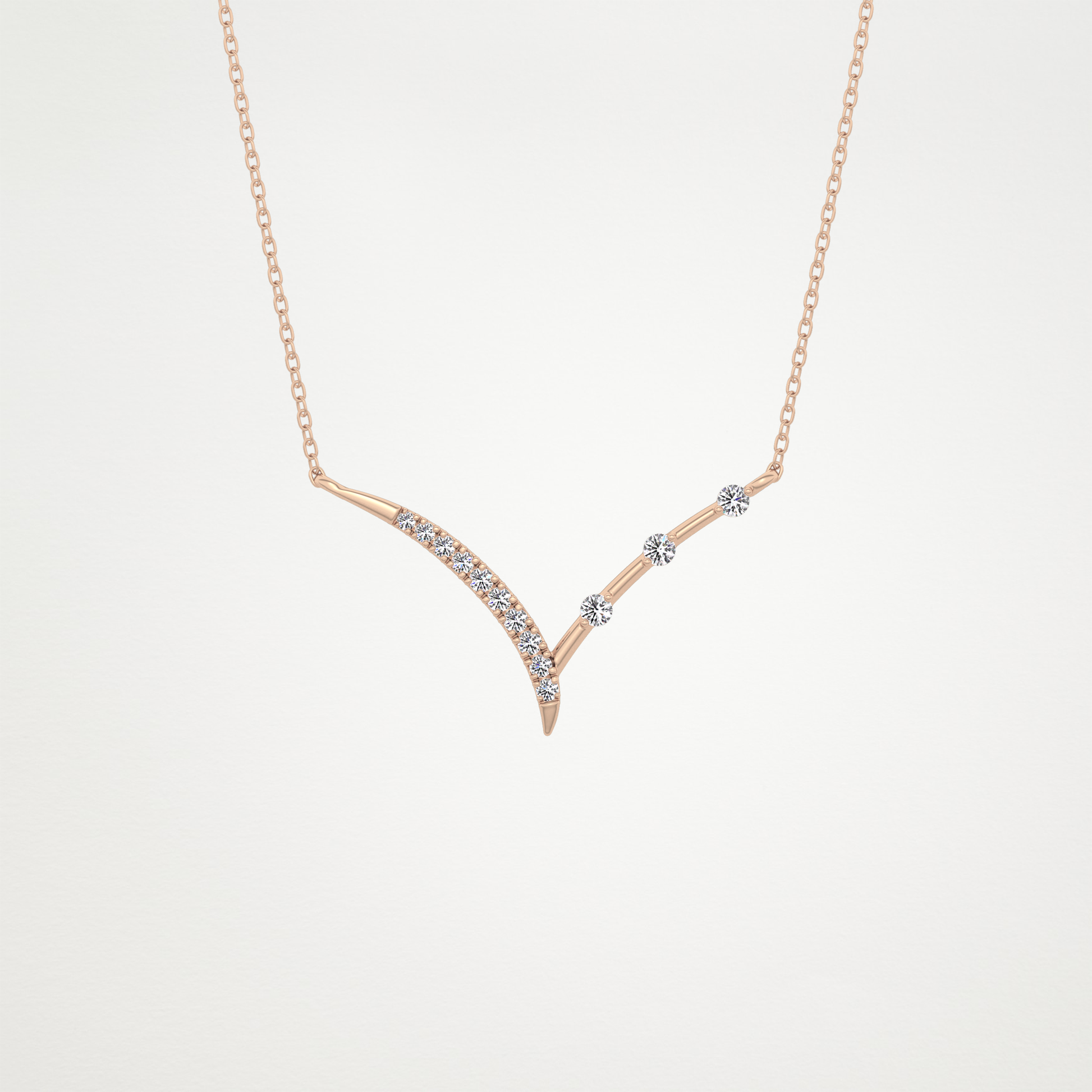 0.128 TCW Round Lab Grown Diamond Half Chevron Necklace