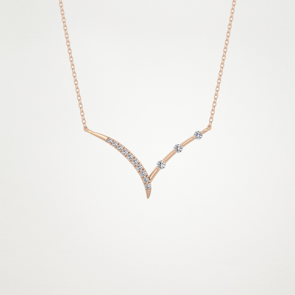 0.128 TCW Round Lab Grown Diamond Half Chevron Necklace