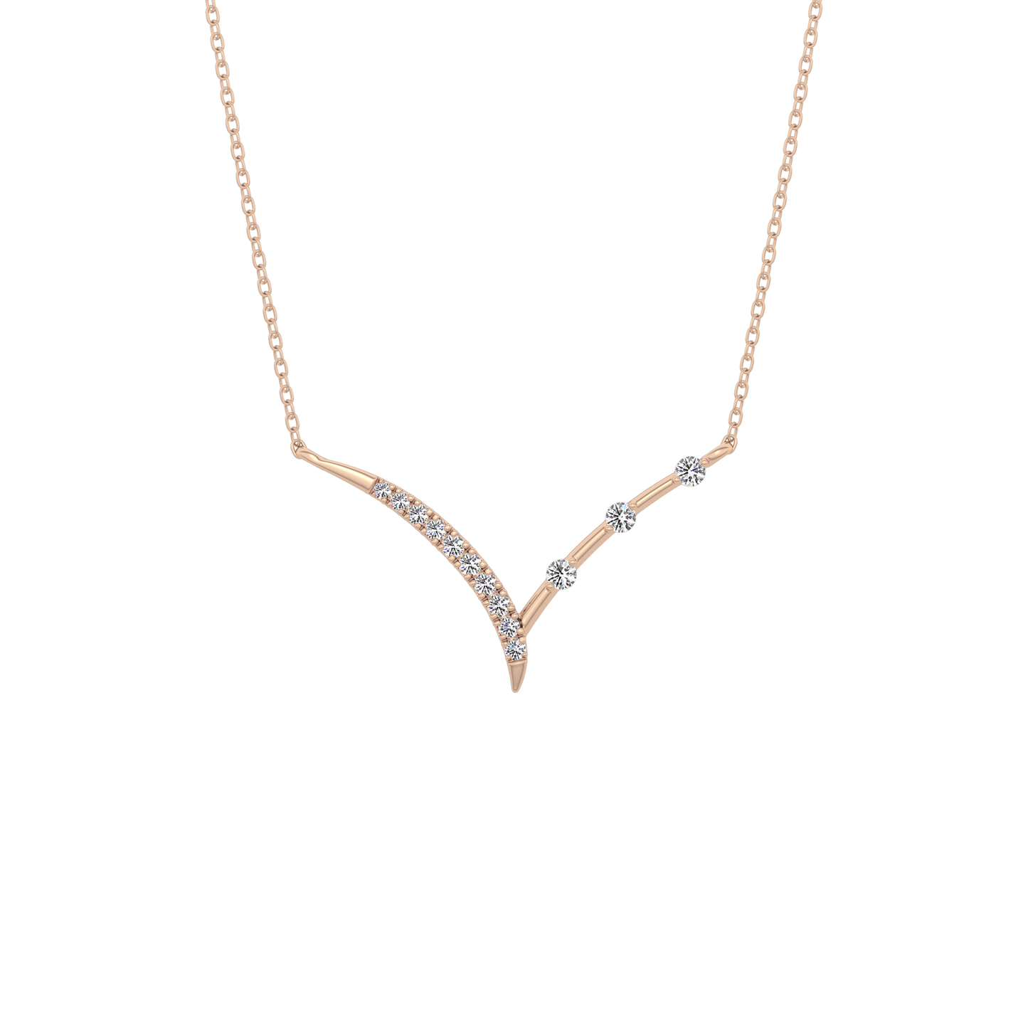 0.128 TCW Round Lab Grown Diamond Half Chevron Necklace