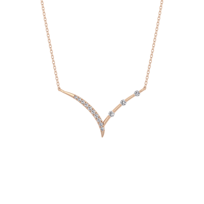 0.128 TCW Round Lab Grown Diamond Half Chevron Necklace