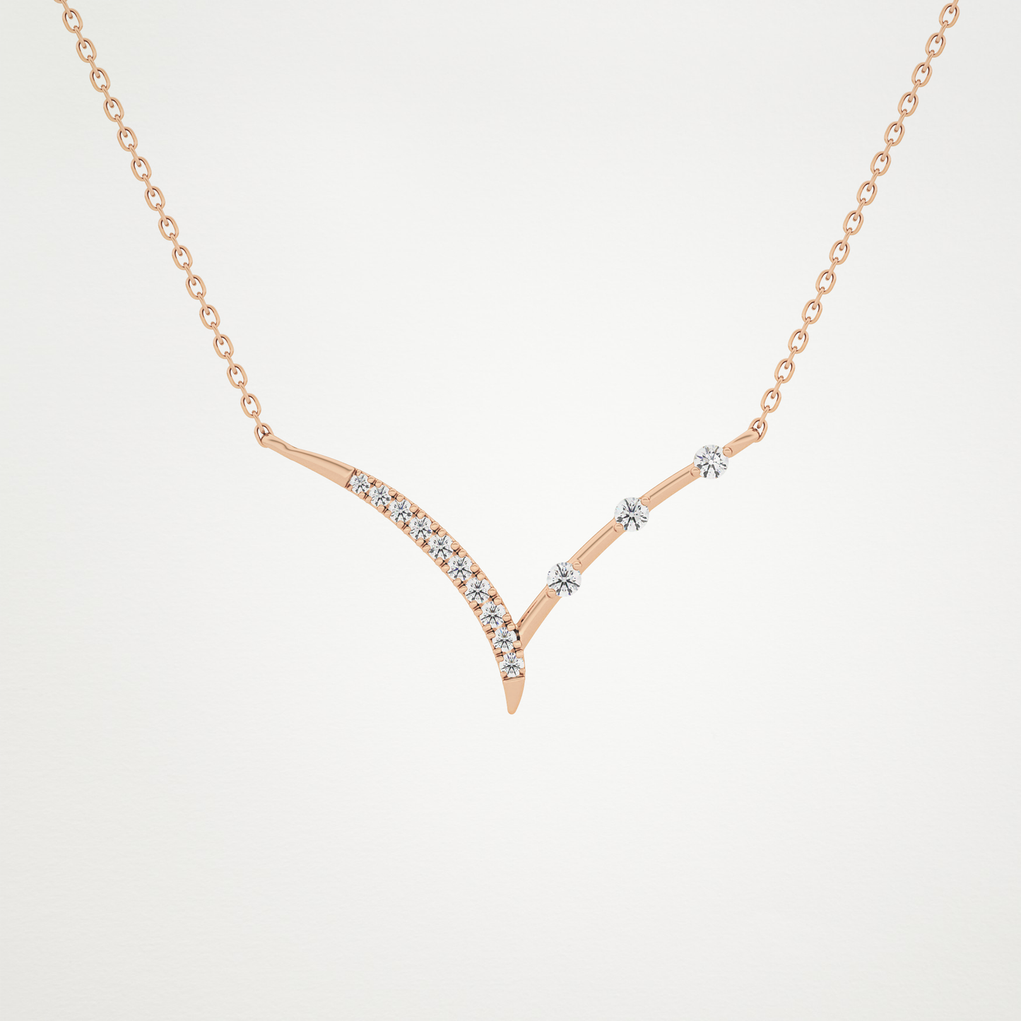 0.128 TCW Round Lab Grown Diamond Half Chevron Necklace