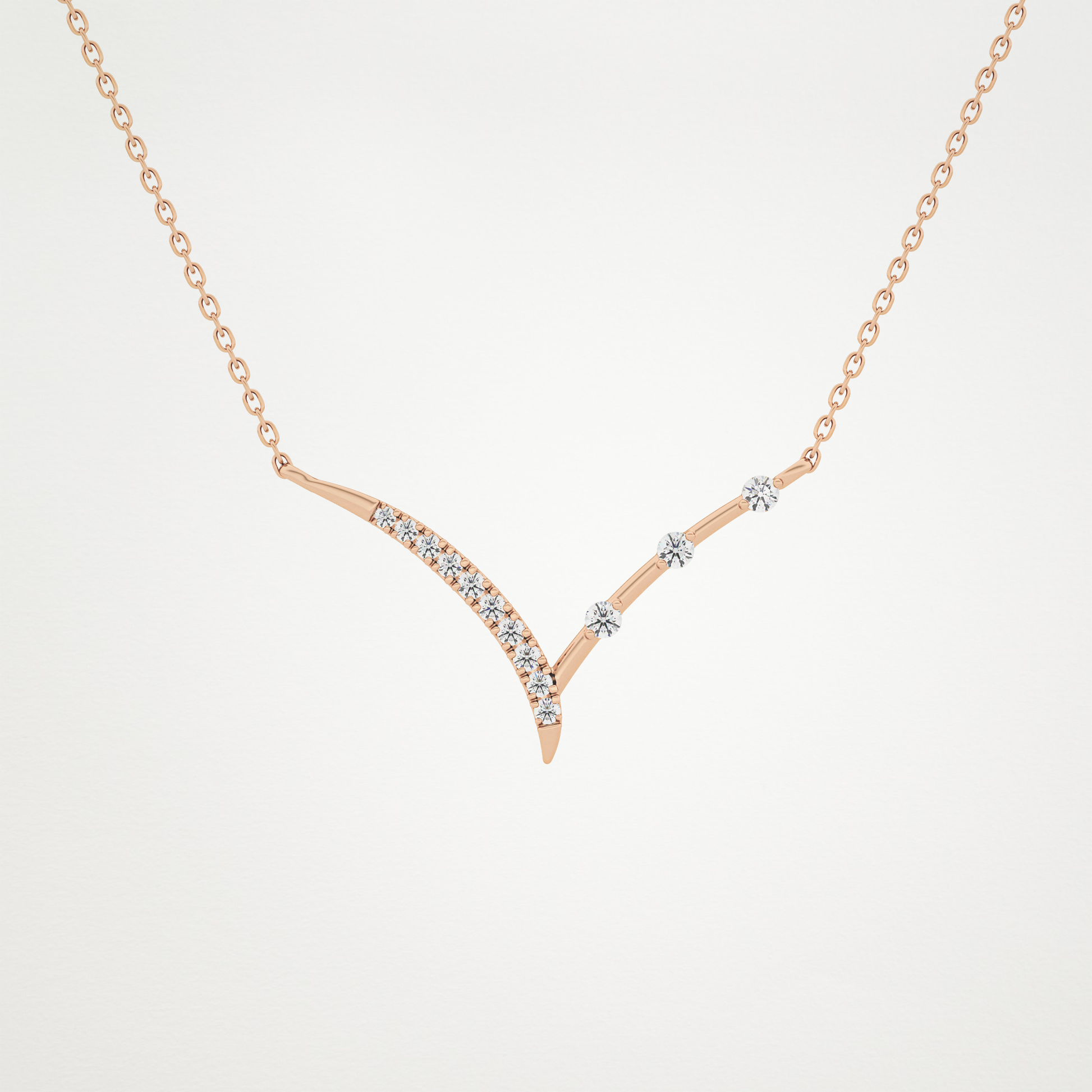 0.128 TCW Round Lab Grown Diamond Half Chevron Necklace